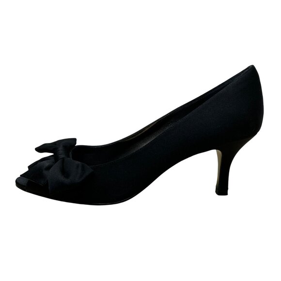 Kelly & Katie Women’s Black Fabric With Bow Accent Peep-Toe Pumps Size 8M - Picture 4 of 9